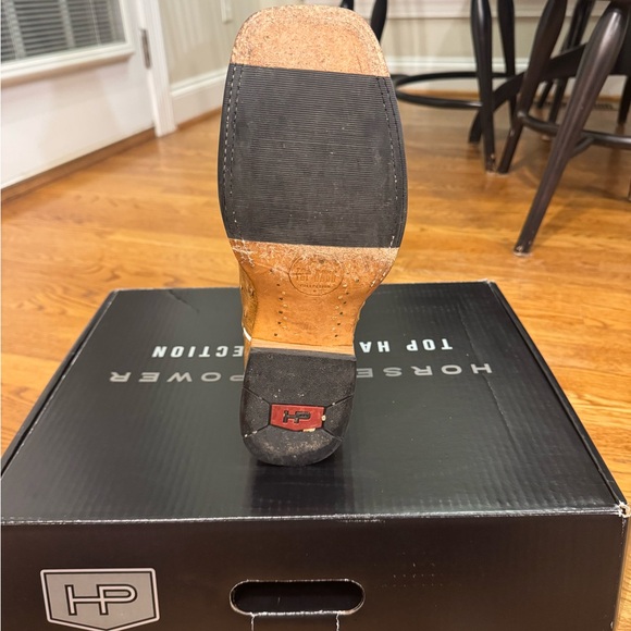 Horsepower Ostrich Men's Western Boots in Tan and Blue. - Picture 7 of 9